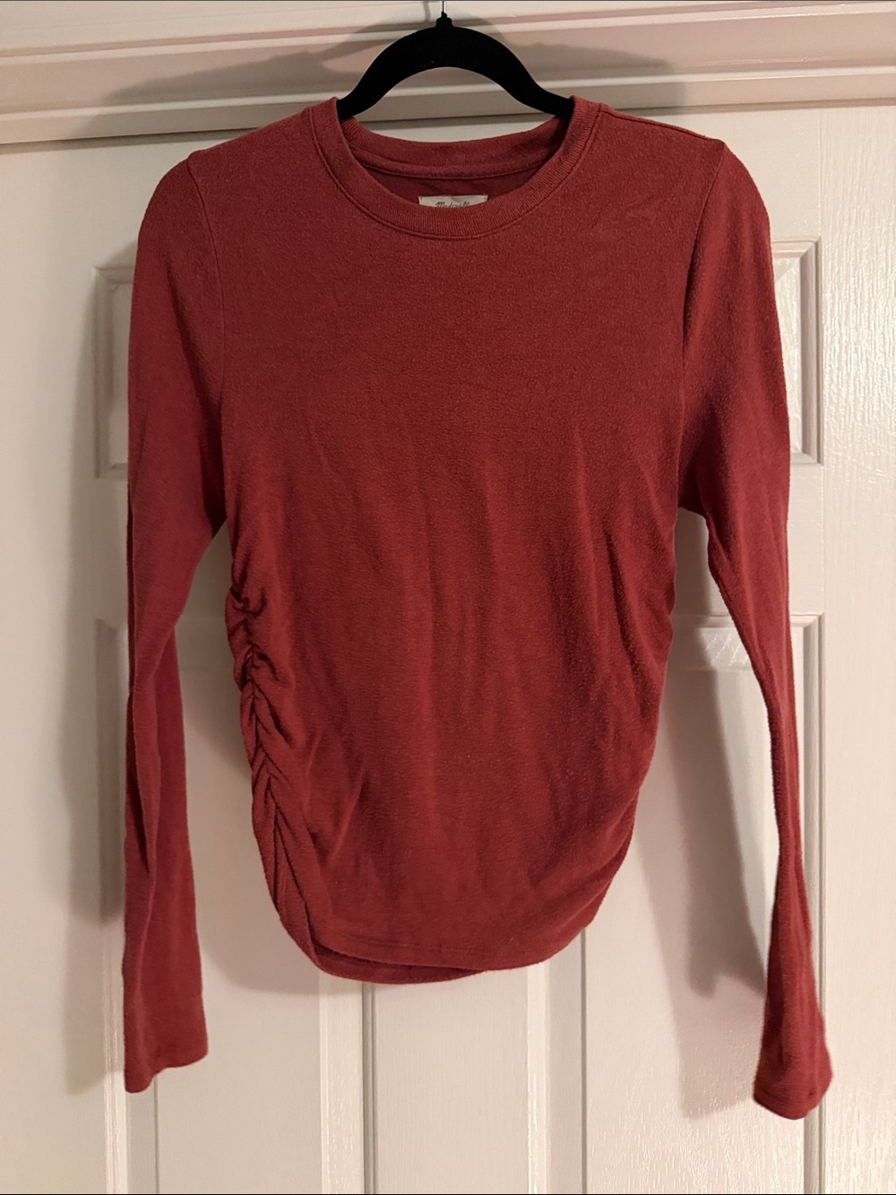 Madewell Women’s Long-Sleeve Ruched Side Top - Rust Red